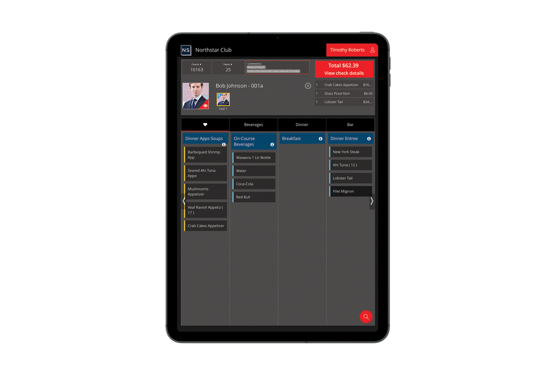 Tableside Tablet POS Dashboard
