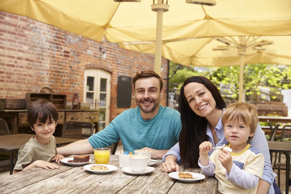 Family in the club restaurant